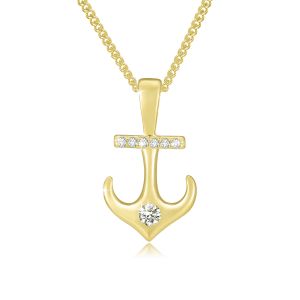 🦚 Mendozza Kette MJ-NE22030L Damen-Kette 925 Sterlingsilber Anker Anhänger Gold