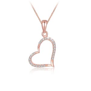 🦚 Mendozza Kette MJ-NE23001L Damen-Kette 925 Sterlingsilber Herz Anhänger Rosegold