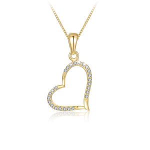 🦚 Mendozza Kette MJ-NE22001L Damen-Kette 925 Sterlingsilber Herz Anhänger Gold